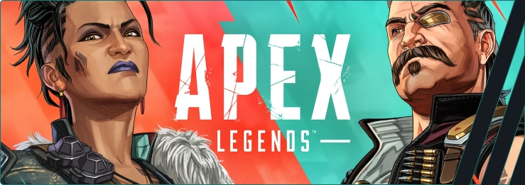 Poster voor het spel Apex Legends met de personages uit het spel.
