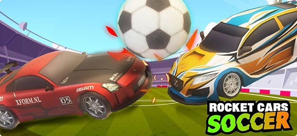 Poster voor het spel Car Football met personages uit het spel.