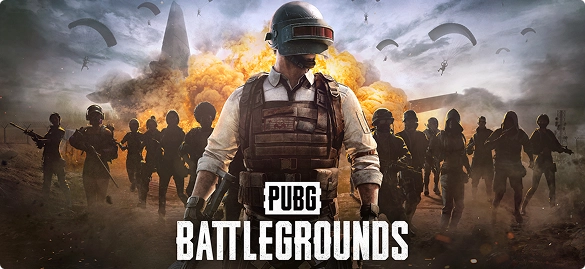 Poster voor het spel PUBG en PUBG voor mobiel met personages uit het spel.