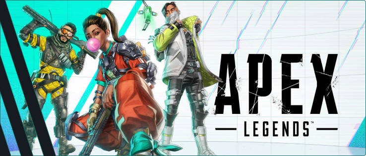 Poster voor het spel Apex met personages uit het spel.