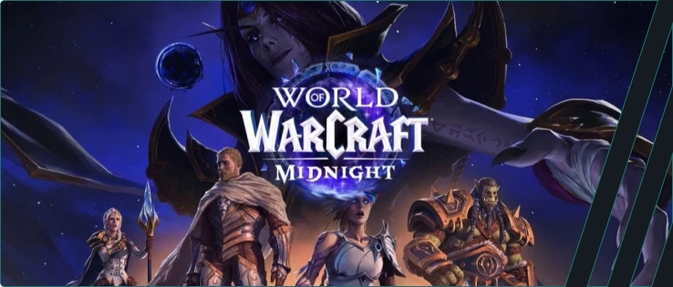 Poster voor het spel World of Warcraft met personages uit het spel.